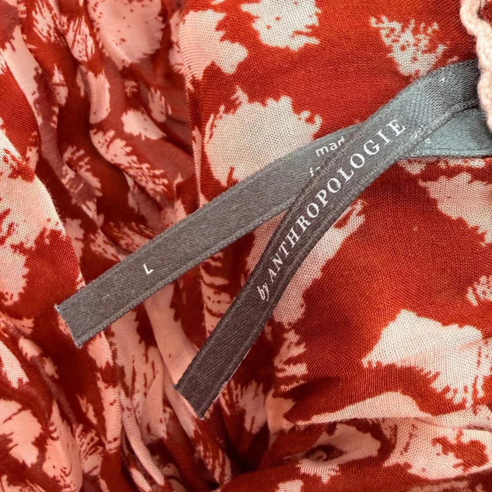 Anthropologie Flounced Maxi Lounge Dress Spaghetti Strap Abstract Low Back Large - Picture 4 of 6